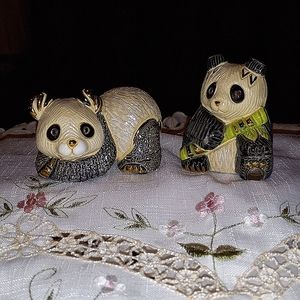 Gold accented baby panda set of 2